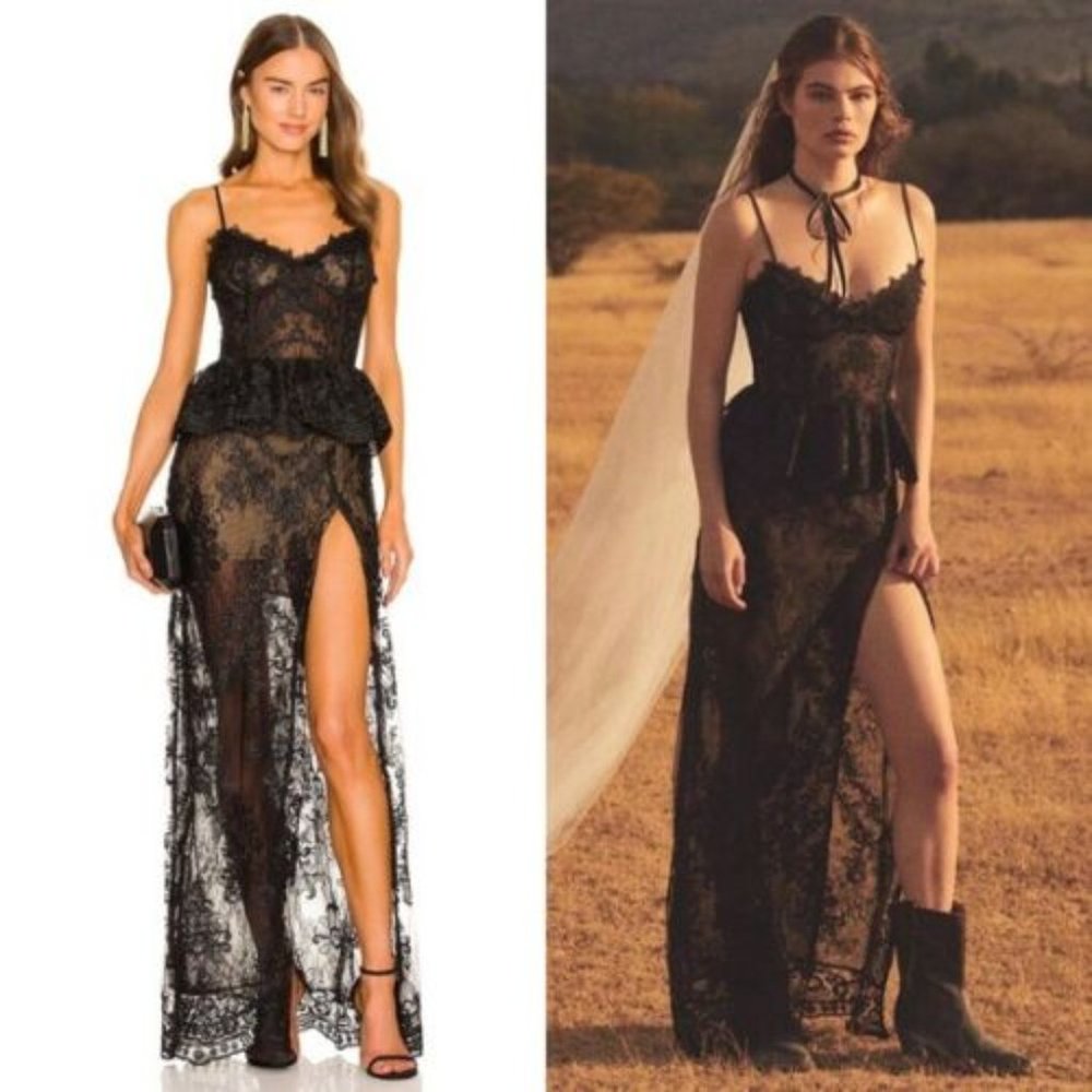 V. Chapman Ophilia Dress Black Lace Back Closure Party Wedding 6 NWT $465